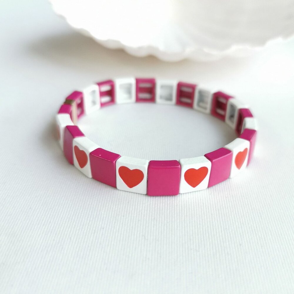 Roxanne Assoulin All Heart Enameled Stretch Bracelet NEW